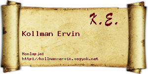 Kollman Ervin névjegykártya